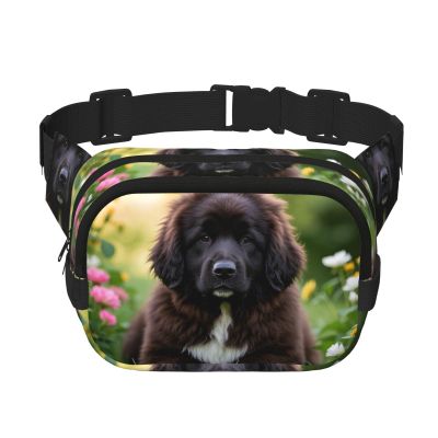 Belt Bag for Women and Men, Waterproof, Adjustable, Cute Newfoundland Design, Black