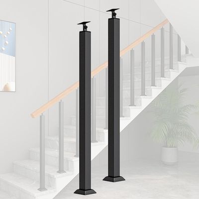 LQSYBHD Square Stair Posts with 270° Adjustable Top Bracket, Metal Railing Posts, 100 cm/39.3 in, 2-Pack