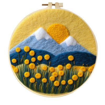 MIRONS Needle Felting Starter Kit, Yellow Flowers and Mountains