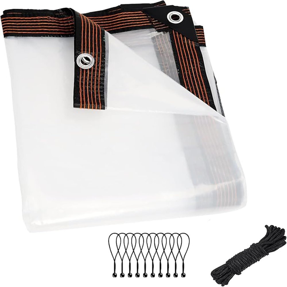 Clear Heavy-Duty Waterproof PVC Vinyl Tarp with Grommets and Reinforced Edges