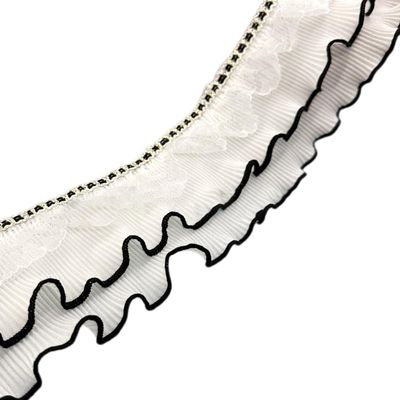 Whakano 2-Yard Pleated Lace Trim, 8 cm Wide, Decorative Chiffon Ribbon