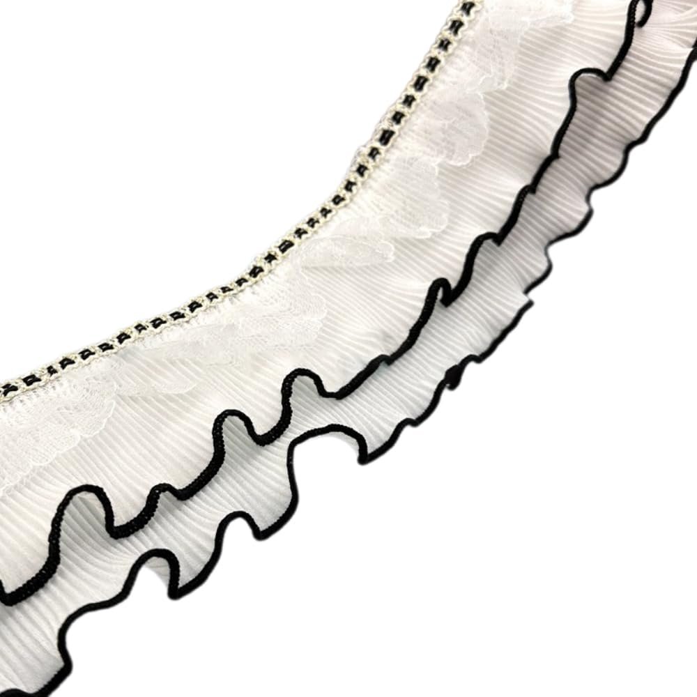 Whakano 2-Yard Pleated Lace Trim, 8 cm Wide, Decorative Chiffon Ribbon