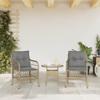 IKAYAA Set of 2 Beige-Mix Polyrattan High-Back Garden Chairs view 3