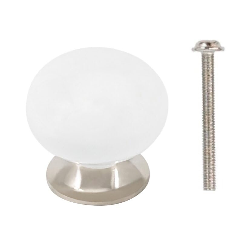Knober Ceramic Furniture Knobs, Glossy White, Pure White Model