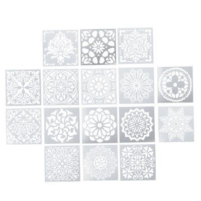 AKOOSY Flower Mandala Stencils, 16-Piece Reusable PET Craft Templates