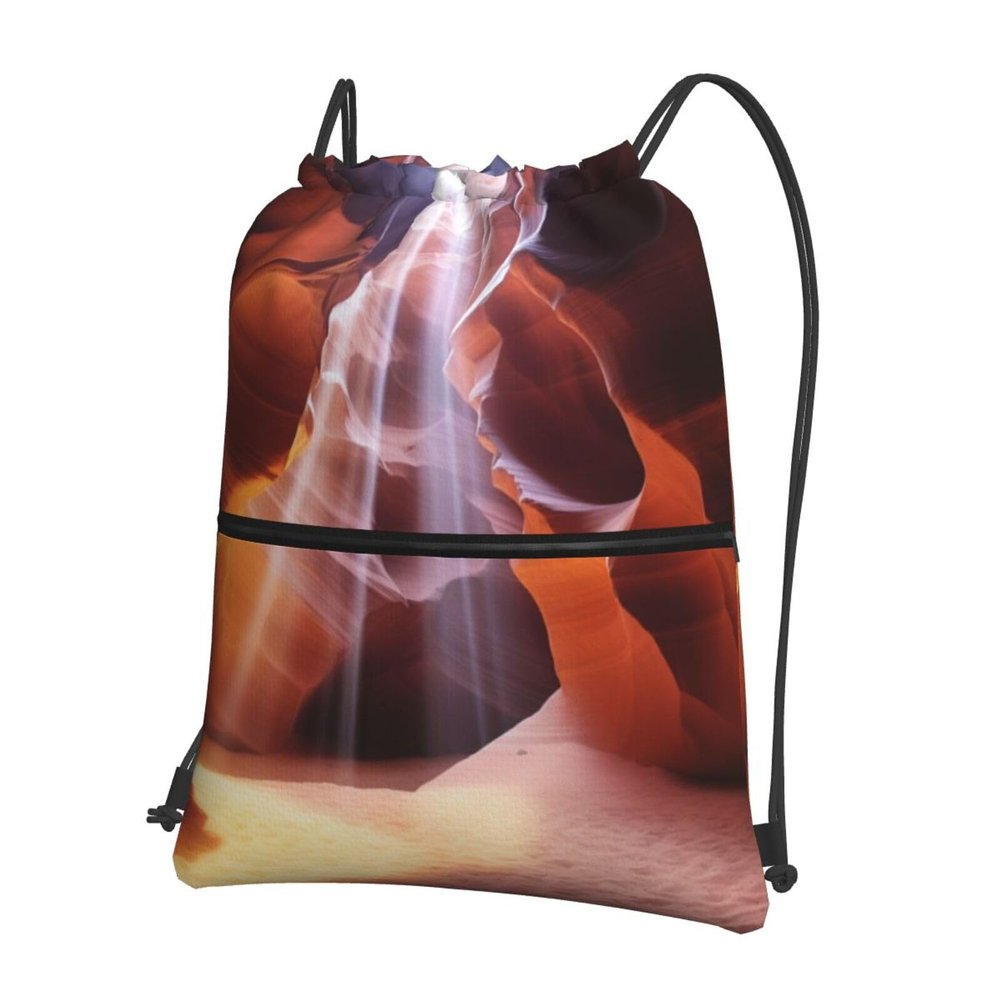 LKTPSKQRY Drawstring Backpack, Waterproof Sports Bag, Antelope Canyon, Black, One Size