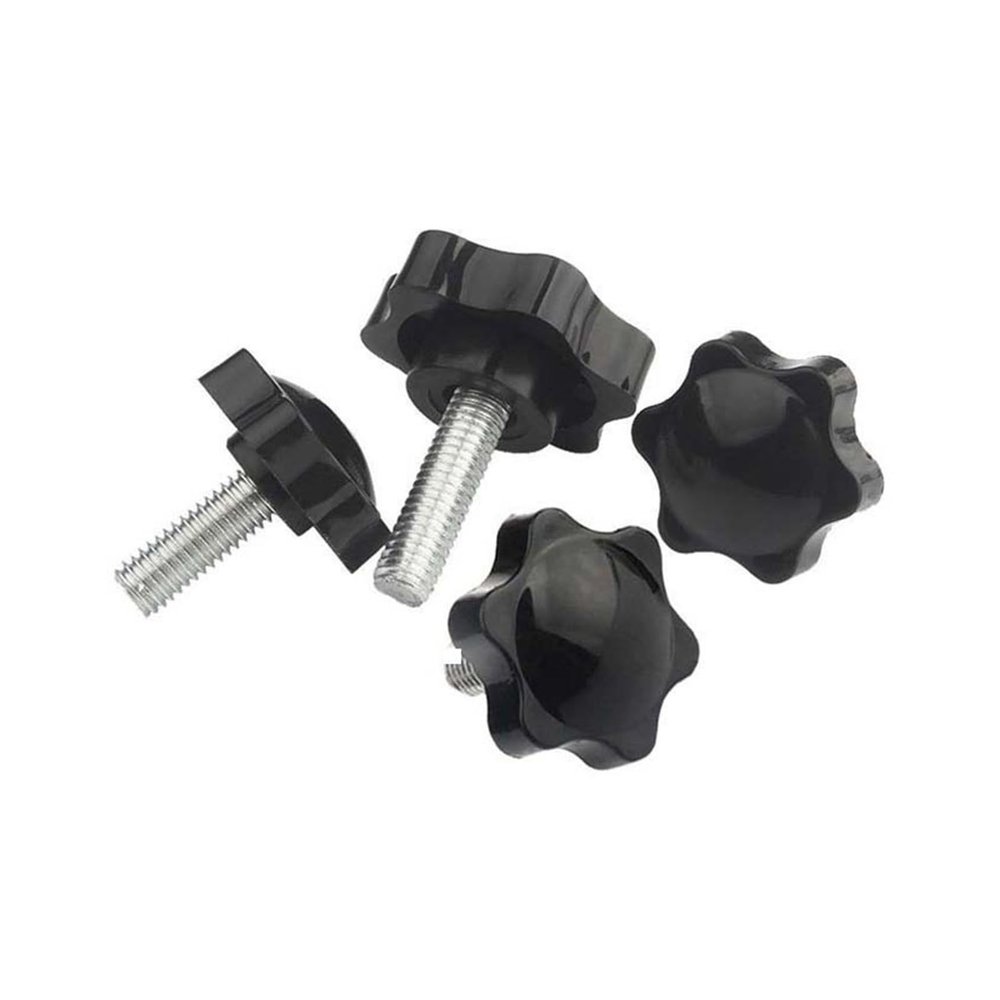 Knob-Head Bolts M4–M10, Star-Shaped Bakelite Grip Knobs, Black Carbon Steel
