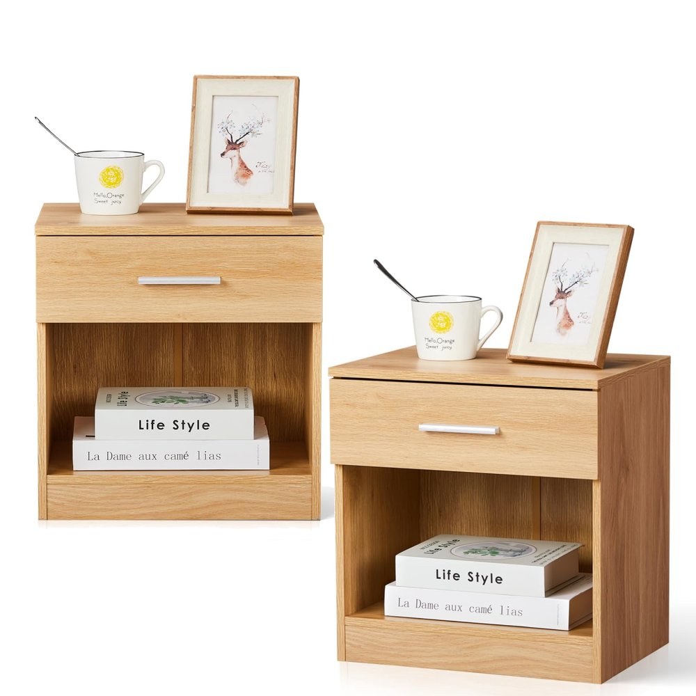 LEADZM 2-Piece Nightstand Set, Simple Bedside Tables