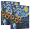 2-Pack Blue Starry Night Sunflower 3-Ring Binders with Pockets, 3.8 cm D-Rings view 1
