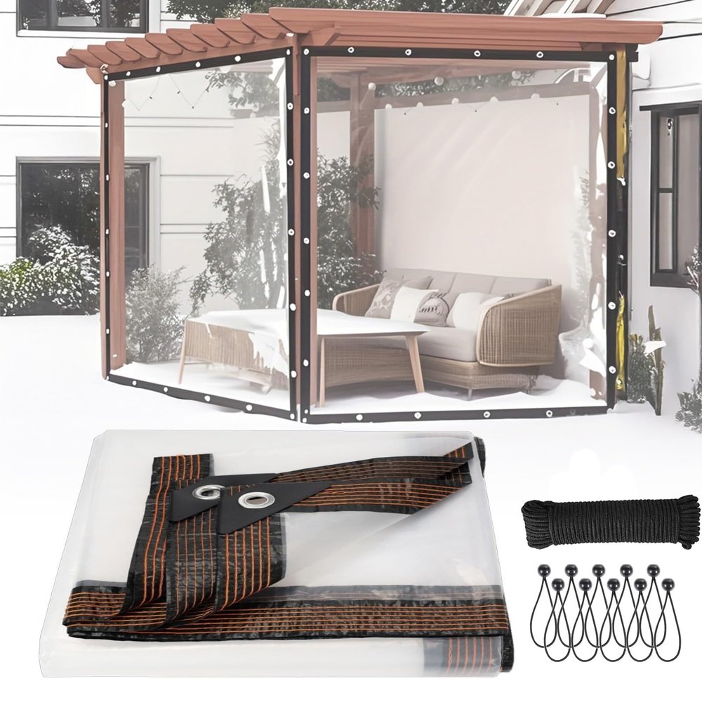 Waterproof Transparent Tarp with Grommets, 4.5 x 6.5 m