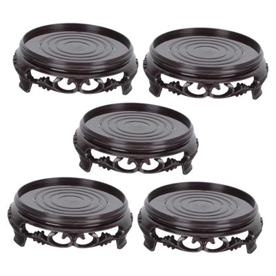 VANZACK 5-Piece Round Black ABS Plastic Plant Pot Stand Set