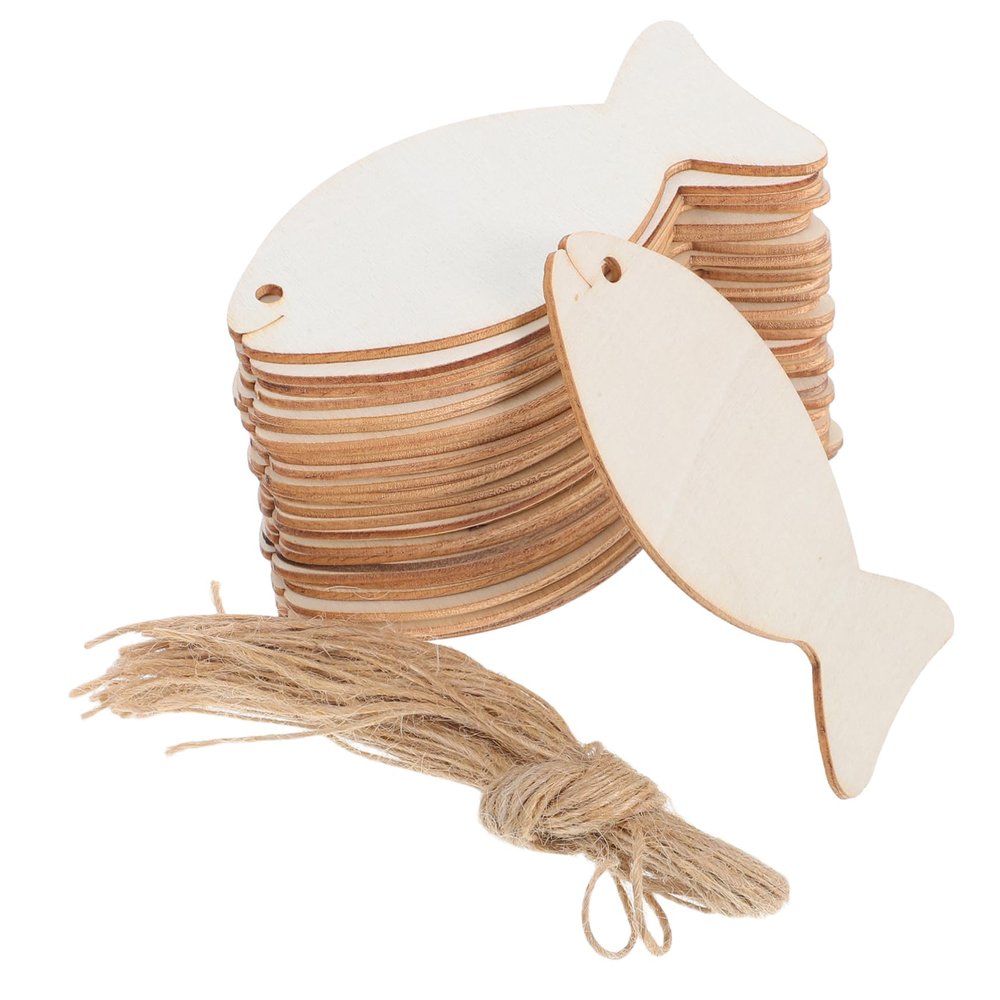 32-Piece Fish-Shaped Wooden Cutouts for Crafts