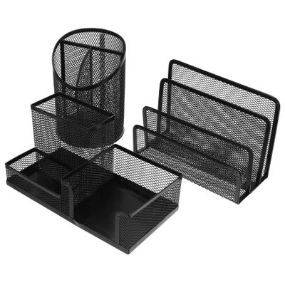 Homoyoyo Office Supply Organizer, 3-Piece Metal, Black, Sturdy