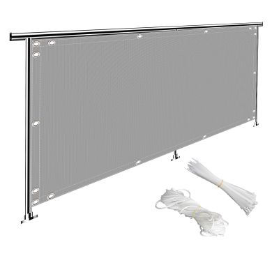 MEEYI Balcony Privacy Screen 2.5 x 19 m, Weather-Resistant Windbreak, Light Gray