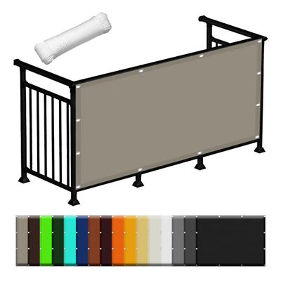 Sun Shade Sail 45 x 800 cm, 98% UV Protection, Privacy and Wind Screen, Rectangular, Taupe