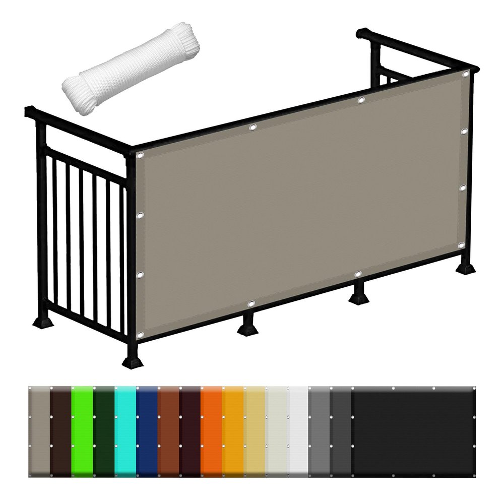 Sun Shade Sail 45 x 800 cm, 98% UV Protection, Privacy and Wind Screen, Rectangular, Taupe