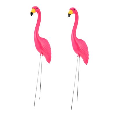 Flamingo Lawn Stakes, 2-Piece Set, HDPE, Lifelike and Decorative