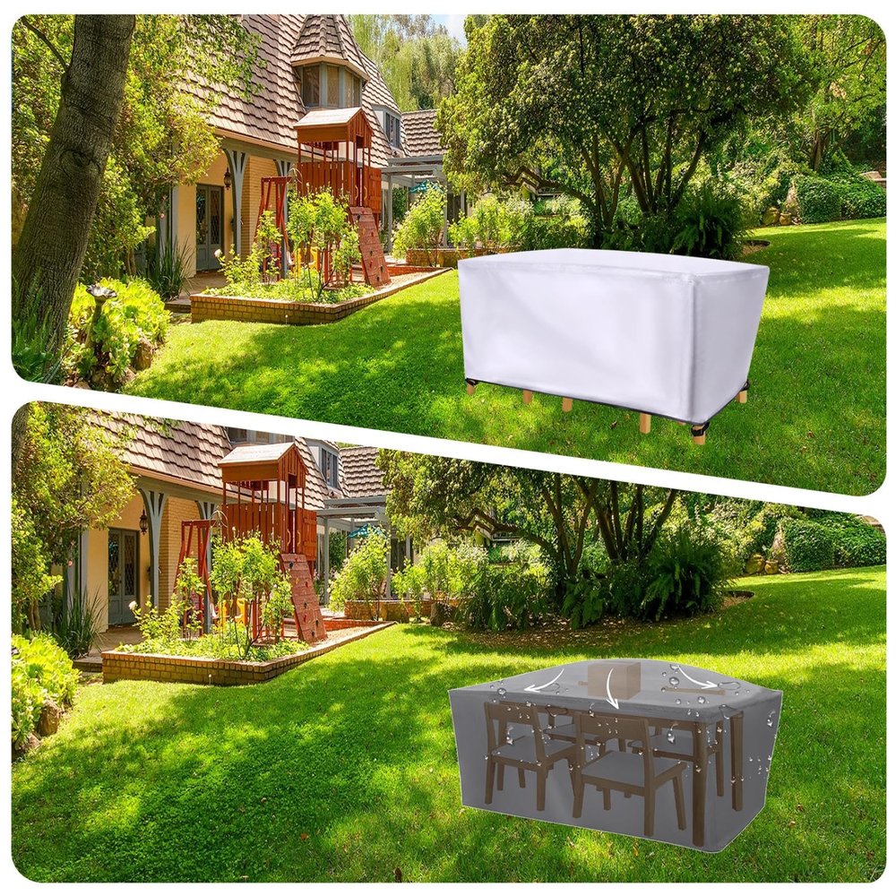 Waterproof Patio Furniture Cover 295 x 80 x 75 cm, 420D Oxford, Silver