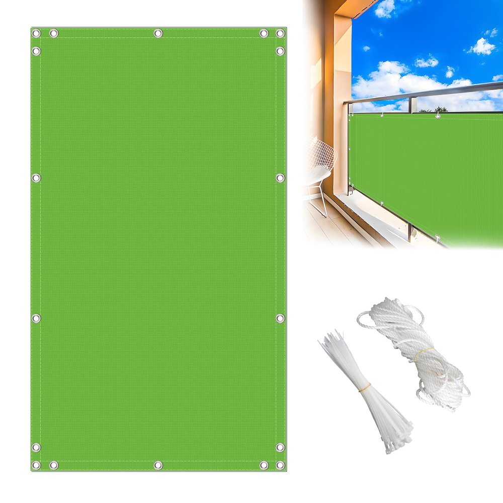 MEEYI Patio Privacy Screen 1.2 x 6 m, Balcony Privacy Screen, UV-Protected, Impregnated Fabric, Foldable Canopy for Chicken Coop, Beach, Pool, Green