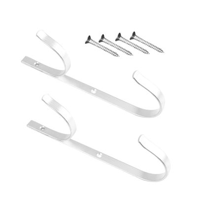 POPETPOP Metal Pool Pole Holders, 2-Piece Set with Screws, Large Garden Hooks for Telescopic Poles, Hoses and Brushes