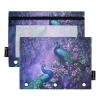 Fustylead 3-Ring Pencil Pouches with Two Peacocks on Purple Flowers, 2-Pack, Purple view 1