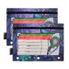 Fustylead 3-Ring Pencil Pouches with Two Peacocks on Purple Flowers, 2-Pack, Purple view 2