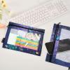 Fustylead 3-Ring Pencil Pouches with Two Peacocks on Purple Flowers, 2-Pack, Purple view 4