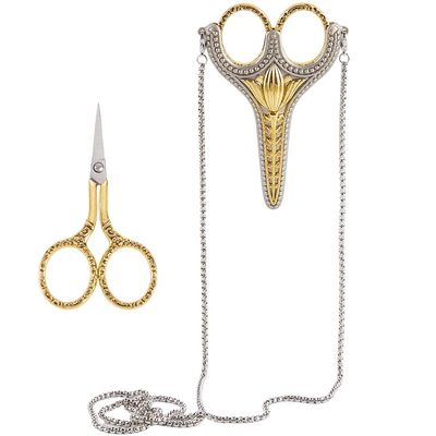SUNNYCLUE 35-Inch Vintage Embroidery Scissors with Golden Chain