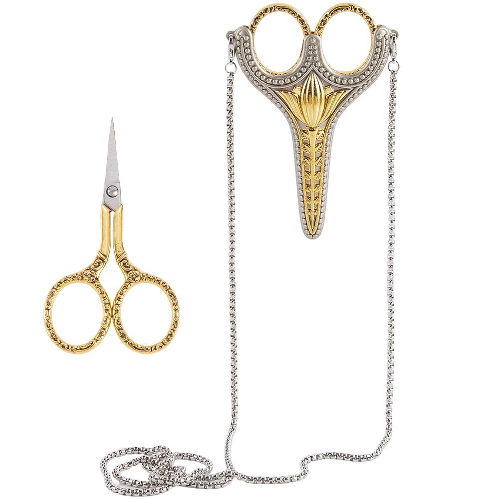 SUNNYCLUE 35-Inch Vintage Embroidery Scissors with Golden Chain