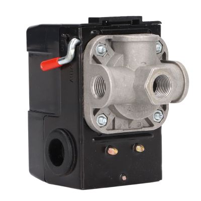 Air Compressor Pressure Switch, 4-Port Pressure Control Switch with On/Off Metal Lever and Unloader