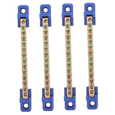 Copper Terminal Blocks, 4-Piece Set for Circuit Connections in Distribution Boards