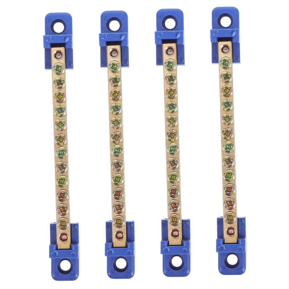 Copper Terminal Blocks, 4-Piece Set for Circuit Connections in Distribution Boards