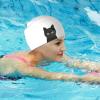 Long-Hair Silicone Swim Cap with Cat Design view 4