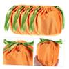 Healvian 4-Pack Halloween Pumpkin Drawstring Candy Bags, Reusable Orange Velvet Gift Bags for Party Favors view 3