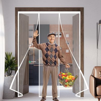 Magnetic Insect Screen Door Curtain 300 x 245 cm, Self-Closing, No Drilling, White