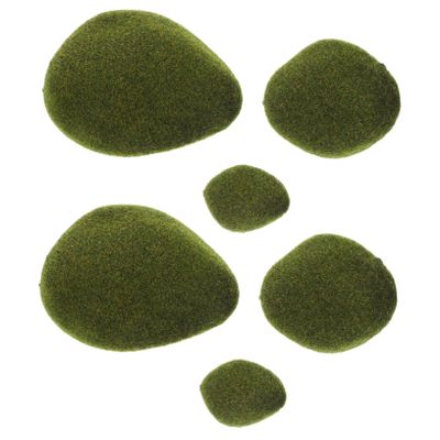Lurrose 6-Piece Artificial Moss Stones and Sandbox Materials for Garden Decor, Crafts, and Floral Arrangements