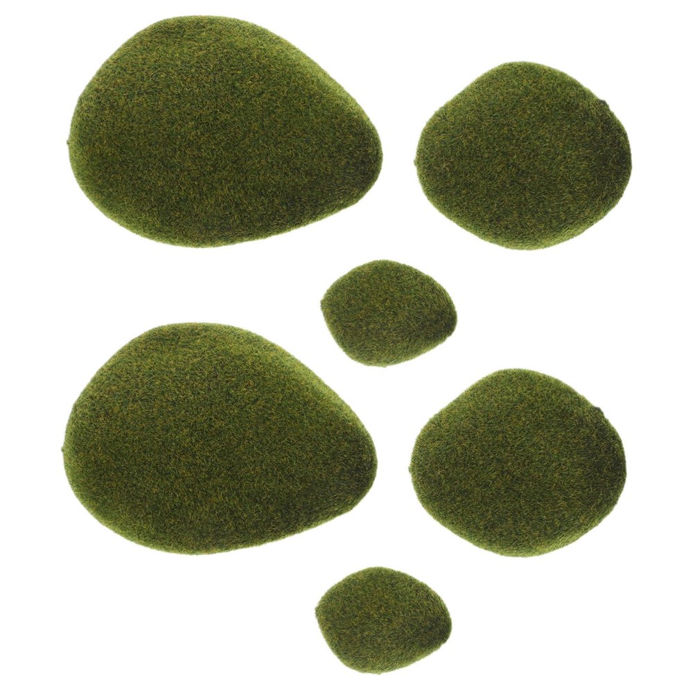 Lurrose 6-Piece Artificial Moss Stones and Sandbox Materials for Garden Decor, Crafts, and Floral Arrangements