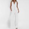 Foweknow Women's Elevated Two-Piece Set with Sleeveless Blazer Vest and Wide-Leg Pants view 2