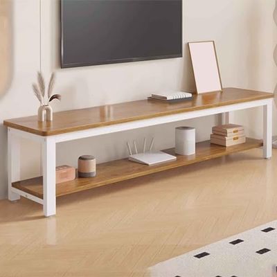2-Tier TV Stand with Storage, Natural, 120 x 35 cm