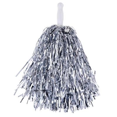 XLyrriun 1-Piece 20 cm Cheerleading Pom-Pom Flower Ball for Football, Basketball, Sports Events and Parties (Silver)