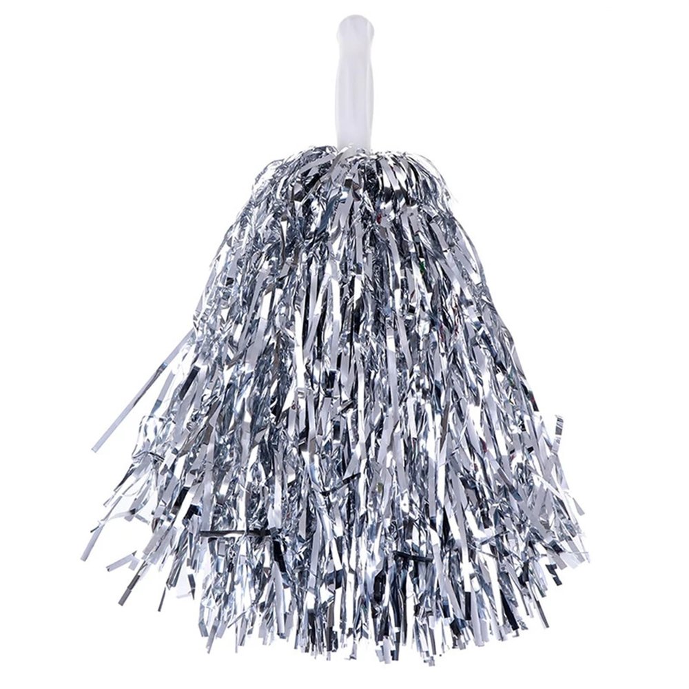 XLyrriun 1-Piece 20 cm Cheerleading Pom-Pom Flower Ball for Football, Basketball, Sports Events and Parties (Silver)