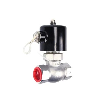 2-Way Hot Water Air Solenoid Valve, 1-1/4"–1-1/2", Normally Closed, Stainless Steel, PTFE, DC 24 V
