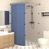 zenggp Shower Curtain Set with Curved Rod and Water-Blocking Strip, Blue + Silver view 1