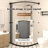 zenggp Shower Curtain Set with Curved Rod and Water-Blocking Strip, Blue + Silver view 3