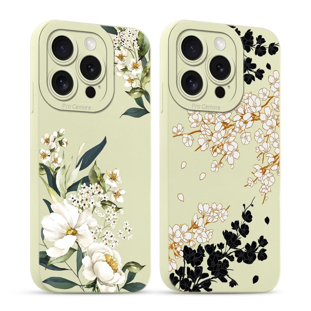 Phoona 2-Pack Cases for iPhone 16 Pro 6.3", Beige Floral Aesthetic Pattern, Soft TPU Silicone