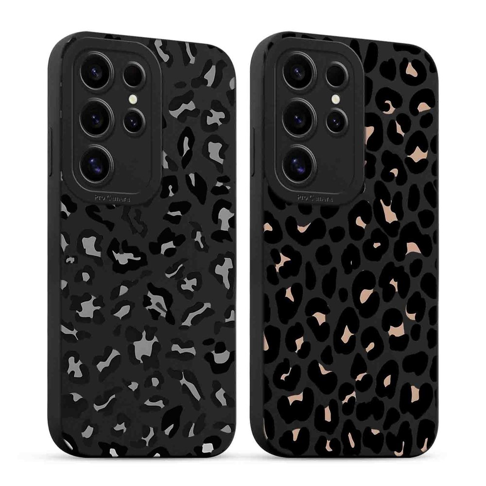 Phoona 2-Pack Cases for Samsung Galaxy S24 Ultra 5G, 6.8", Black Leopard Aesthetic Pattern, Soft TPU Silicone Bumper Covers