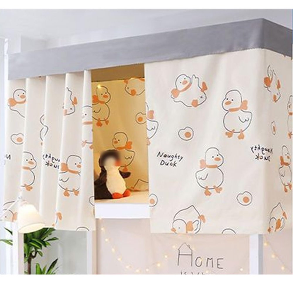 HAJHI Dormitory Bunk Bed Curtains, Blackout Privacy Curtains, Dust-Resistant Printed Decor (2 Curtains + Top, 1.15 m, Duck A)