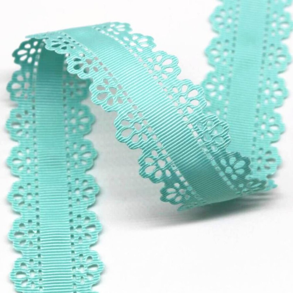 Lace Trim, 9.1 m Grosgrain Ribbon with Scalloped Lace Edge, 30 mm