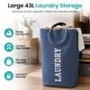 Trimming Shop Foldable Laundry Baskets with Handles, Waterproof, Self-Standing, 43 L, Navy Blue, 2-Pack view 2
