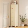 Narrow Tall White Bamboo Shoe Cabinet, 80 x 32 x 106 cm view 2